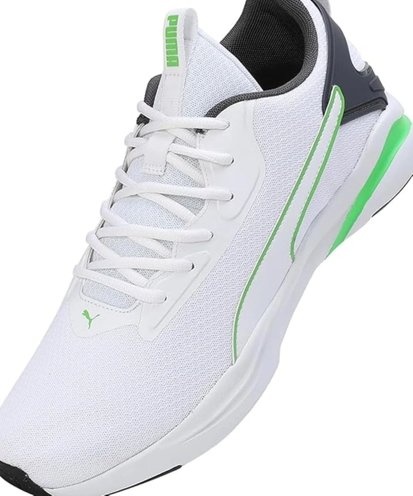 Puma Mens Softride Rift Runlyn White-Dark Coal-Parakeet Green Running Shoe – (31076401)