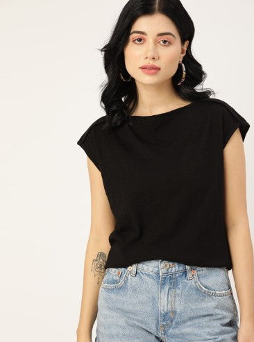 DressBerry Women Pack of 2 Solid Pure Cotton T-shirt (Size-S)