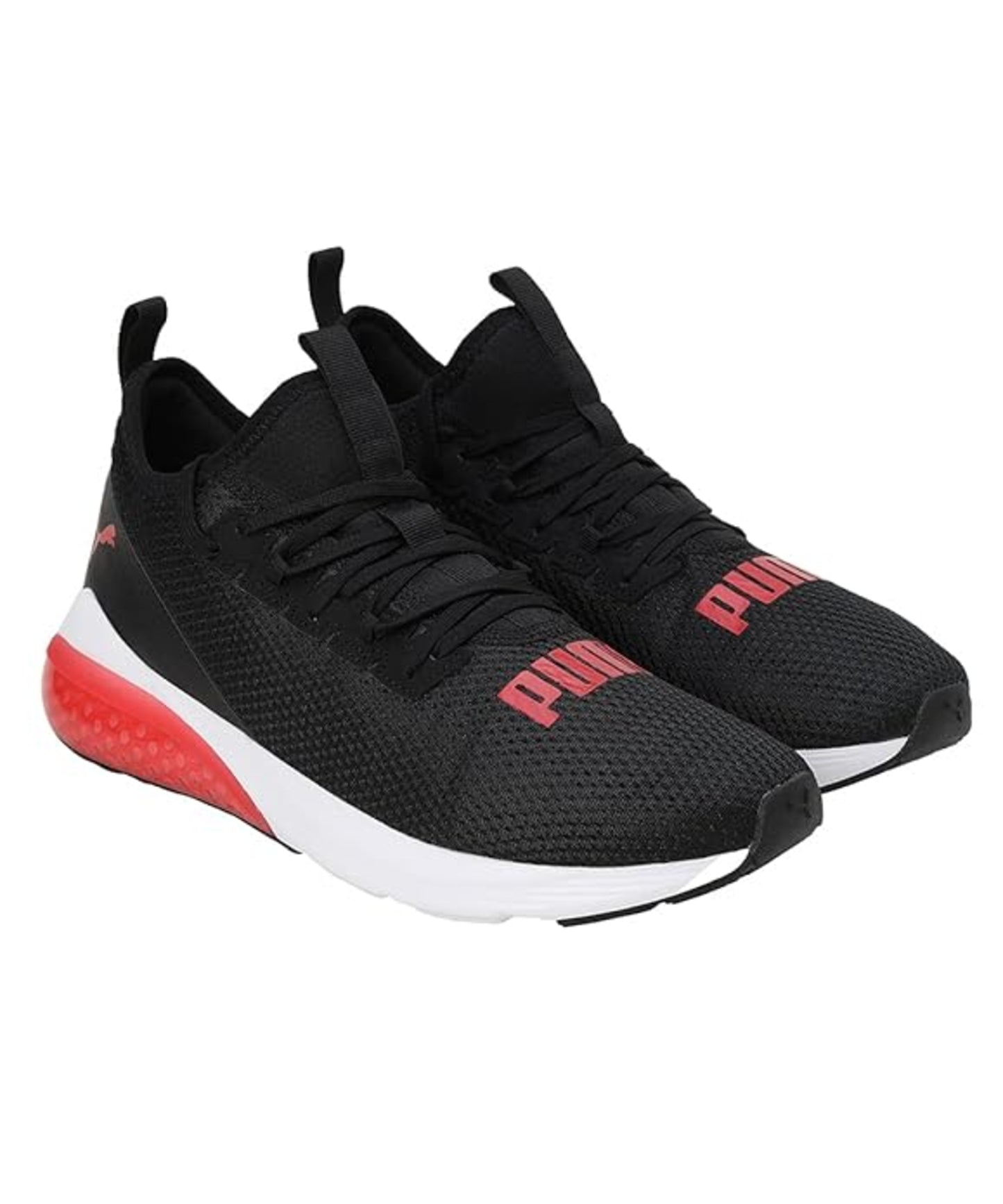 Puma Mens Cell Vive Bright Black-High Risk Red-White Running Shoe  UK-8 (19542404)