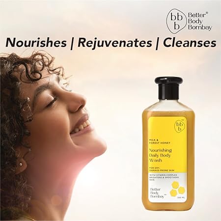 BBB Better Body Bombay Milk & Forest Honey Nourishing Daily Body Wash | For Normal to Dry Skin | Nourishes, Rejuvenates & Cleanses | For Dry & Damage Prone Skin (Pack of 2)