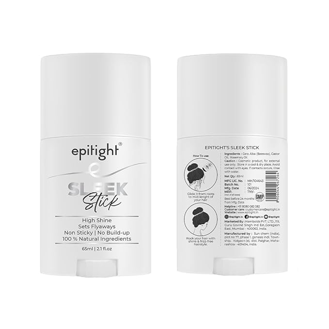 Epitight Sleek Stick | Hair Wax | Stick for Women Hair Styling Wax Stick for Hair Wigs Broken Hair Finishing | Stick Hair Tamer Stick | Hair Stick for Frizzy Hair Wax Stick for Hair Women | 65 ml