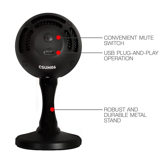 JBL Commercial CSUM06 Mini USB Unidirectional Microphone for Content Creation, Conference Calls, Presentations & Online Classes (Black)