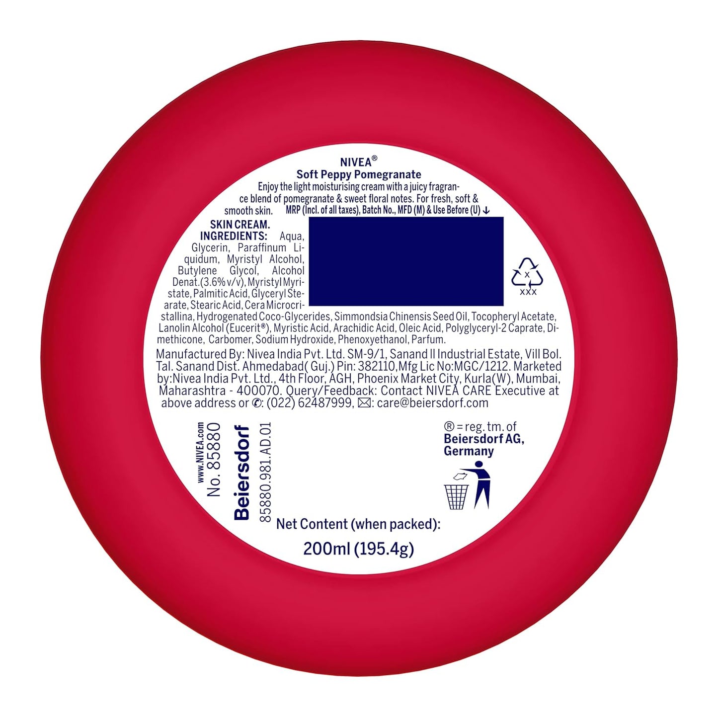 NIVEA Soft Light Moisturizer 200ml | Peppy Pomegranate | For Face, Hand & Body, Instant Hydration | Non-Greasy Cream | With Vitamin E & Jojoba Oil | All Skin Types (Pack of 2)