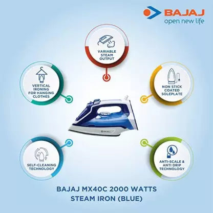Bajaj MX 40C 2000 W Steam Iron  (Blue, White)