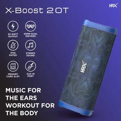 HRX X-BOOST 20T with Stereo Immersive Technology 20 W Bluetooth Speaker (Apollo Blue) Stereo Channel