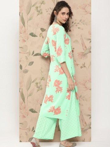 Anouk Floral Printed Regular Kurta with Printed Palazzos
