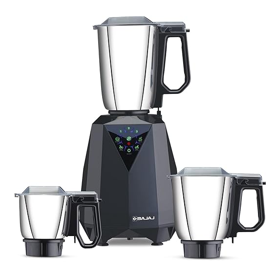 Bajaj Juvel Digi Mixer Grinder 800W | Duracut Blades | Pre-Set Menu | 3 Jars | Nutri-Pro Feature |  【Dark Grey