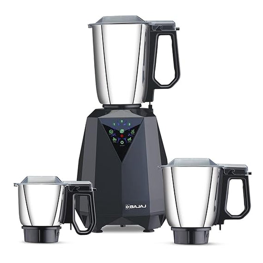 Bajaj Juvel Digi Mixer Grinder 800W | Duracut Blades | Pre-Set Menu | 3 Jars | Nutri-Pro Feature |  【Dark Grey