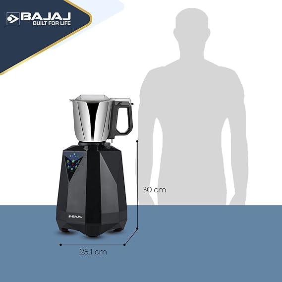 Bajaj Juvel Digi Mixer Grinder 800W | Duracut Blades | Pre-Set Menu | 3 Jars | Nutri-Pro Feature |  【Dark Grey