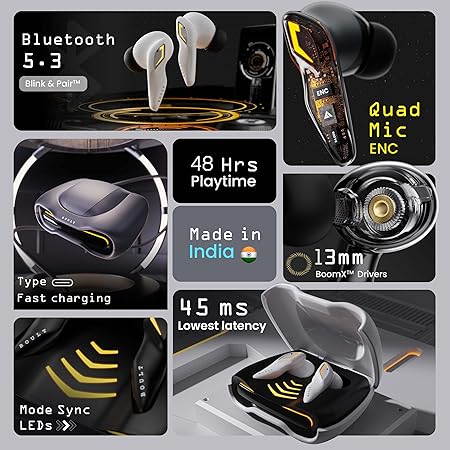 Boult Audio UFO Truly Wireless in Ear Earbuds with 48H Playtime (Black)