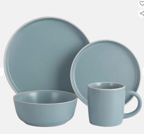 Ernesto 24-Pc Stoneware Matt Color Glazed Dinner Set-Blue.