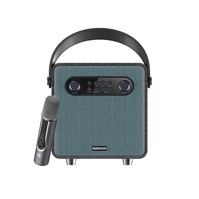 GIZMORE Beatbox 20W Bluetooth Portable Karaoke Speaker with Retro Wooden Design