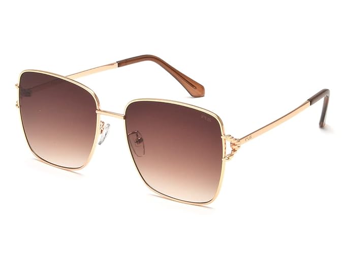 IRUS 100% UV protected sunglasses for Women | Size- Large | Shape- Square | Model- IRS1140C2SG (Shiny Gold)