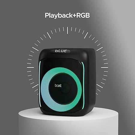 boAt PartyPal 195 Speaker with 50 W Signature Sound, Karaoke with Mic, Up to 6 hrs Playtime, TWS Mode, Bluetooth v5.0, AUX Port, & USB Type-C Port(Midnight Black)