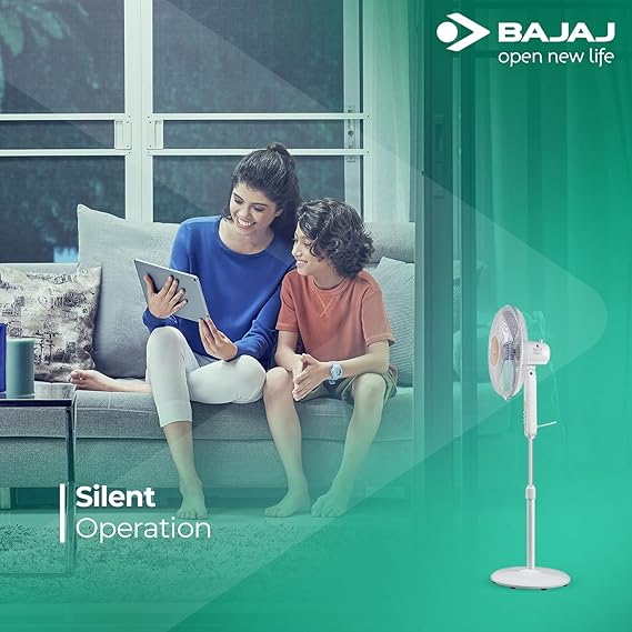 Bajaj MIDEA BP07 400 mm 3 Blade Pedestal Fan  (White)